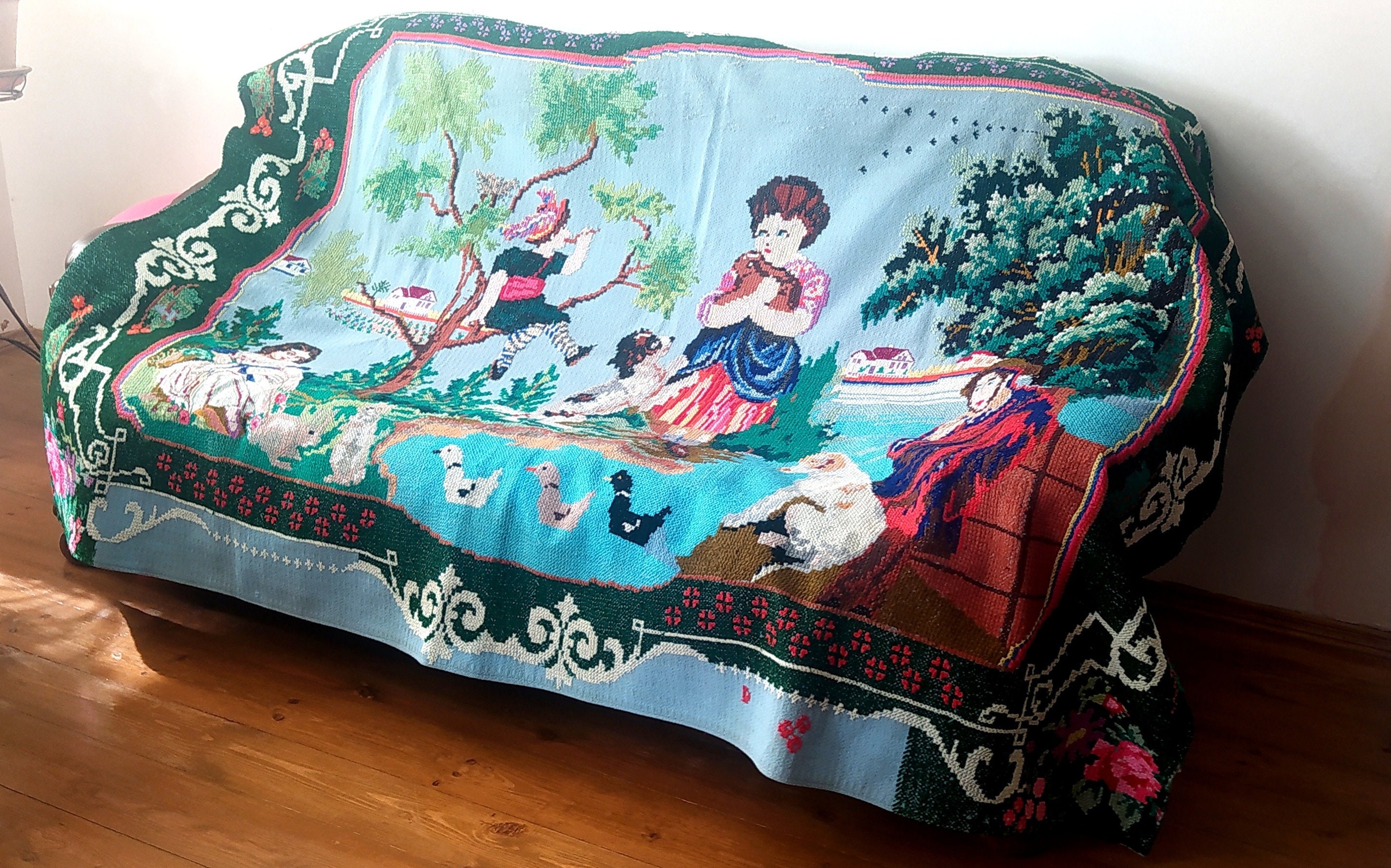 Unique carpet RARE Hand Embroidered Carpet Handwoven wool Etsy