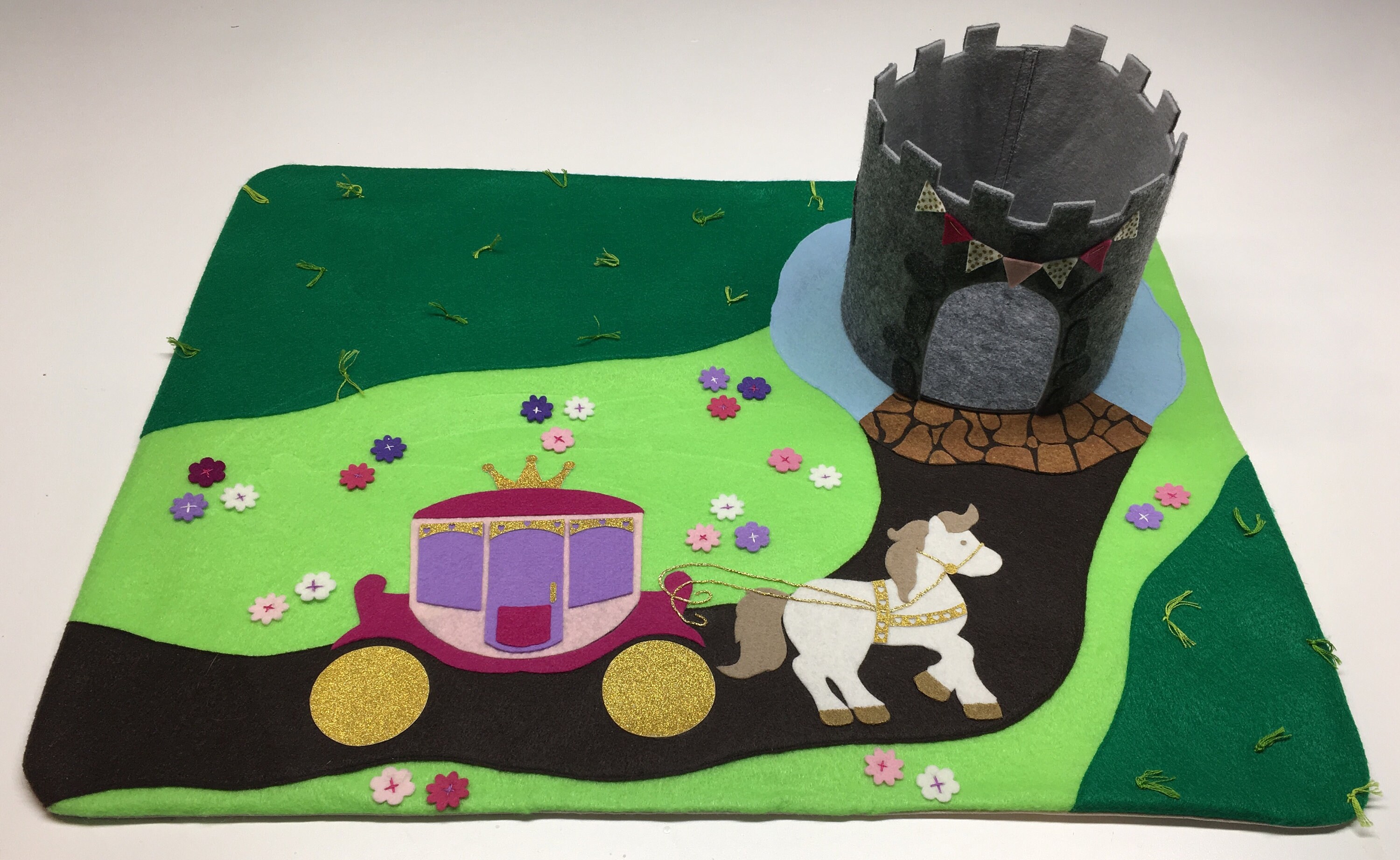 Princess Mat Castle Felt Playmat, Princess/prince Felt Play Mat, Fairy Tale Play Mat ...
