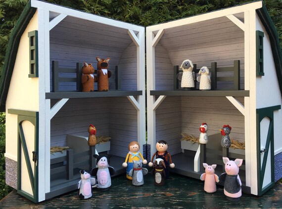 Vintage "Friendly Acres" Dairy Farm Metal Barn With Cowboys and Horses ...