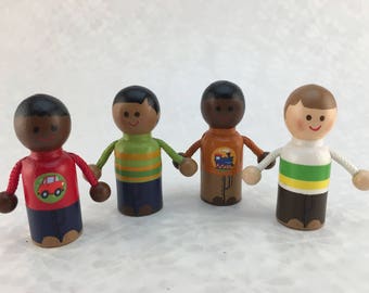 SINGLE Wooden Peg Doll (Boy) w/Arms, 2-3/8" Peg Dolls, Diverse Peg Dolls, Peg Doll, Doll House Dolls, Dollhouse Family