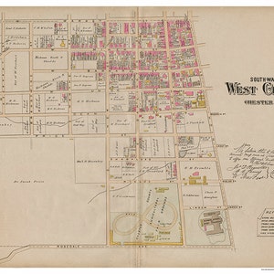 West Chester, PA South Ward Breous Atlas 1883 Reproduction image 1