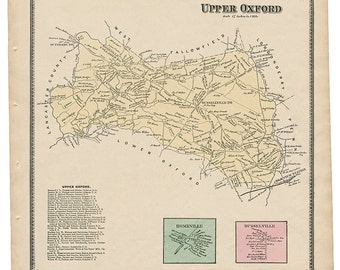 Upper Oxford, PA Witmer 1873 Map Reproduction