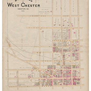 West Chester, PA West Ward Breous Atlas 1883 Reproduktion