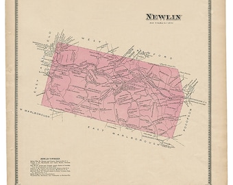 Newlin, PA Witmer 1873 Map Reproduction