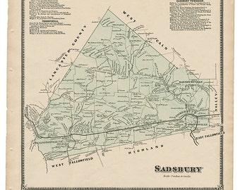 Sadsbury,  PA Witmer 1873 Map Reproduction