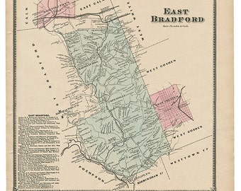 East Bradford, PA Witmer 1873 Map Reproduction