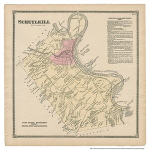 Reproducción del mapa de Schuylkill, PA Witmer 1873