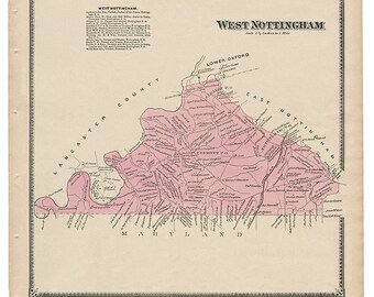 West Nottingham, PA Witmer 1873 Map Reproduction