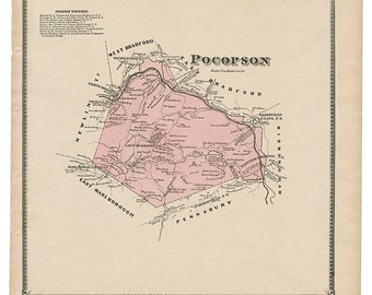 Pocopson, PA Witmer 1873 Map Reproduction