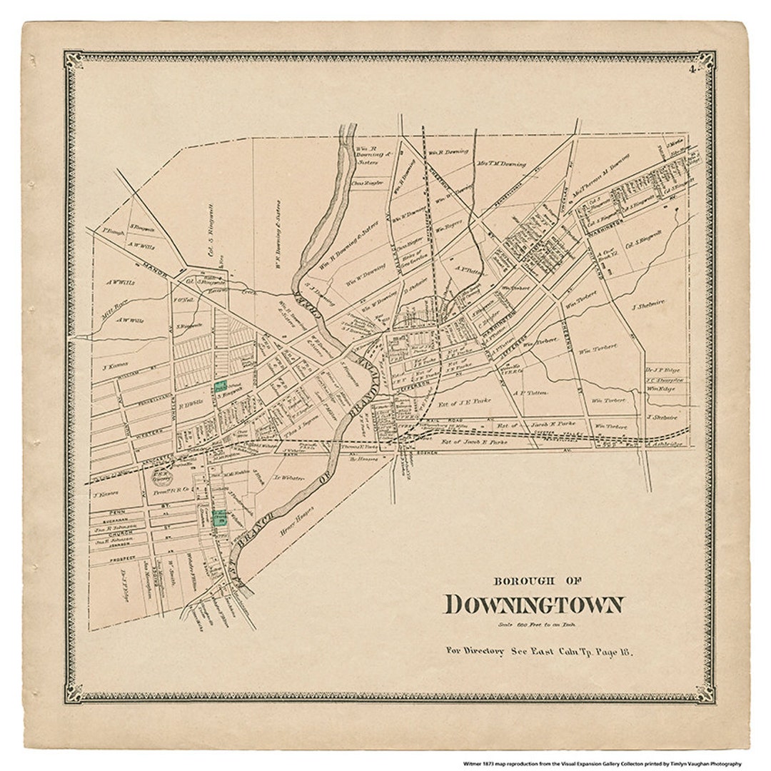Downingtown PA Witmer Map Reproduction pic