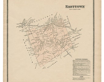 Easttown, PA Witmer 1873 Map Reproduction