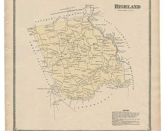 Highland,  PA Witmer 1873 Map Reproduction