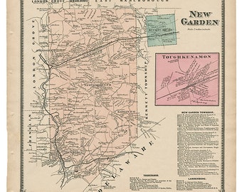 New Garden, PA Witmer 1873 Map Reproduction