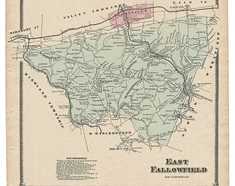 East Fallowfield,  PA Witmer 1873 Map Reproduction