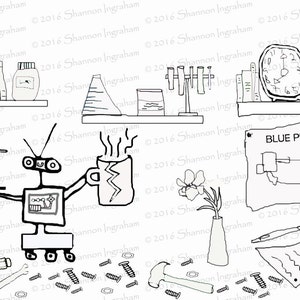 Inventor's Workshop Coloring Page for Adults or Kids | Etsy
