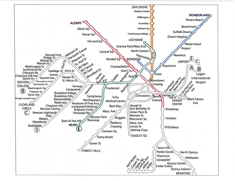 Boston Subway MBTA Coloring Page Coloring Page PDF Download - Etsy