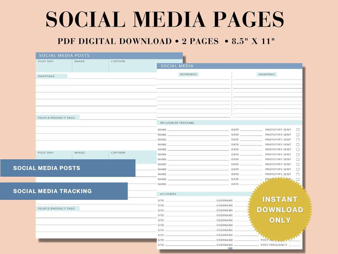 Social Media Pages | PDF Printable | Digital Download | Invention Notebook Page | Innovation Log ...