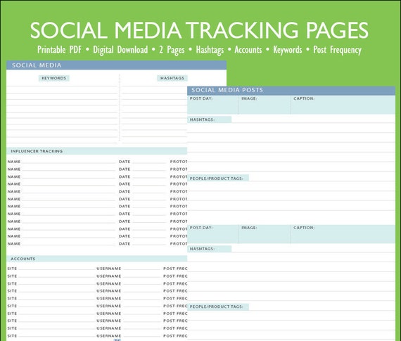 Social Media Pages PDF Printable Digital Download | Etsy
