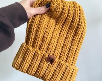 Crochet Handmade Beanie - GOLDEN-  Adult Beanie
