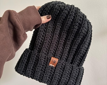 Crochet Handmade Beanie -GRAPHITE-  Adult Beanie