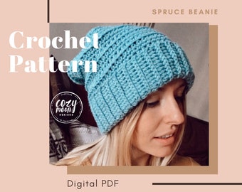 Spruce Beanie Crochet Pattern, US English (PDF Download)