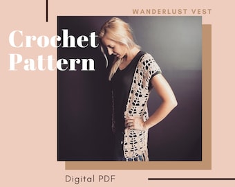 Haakpatroon Wanderlust-vest, boho lente/zomer cover-up (pdf-patroon)