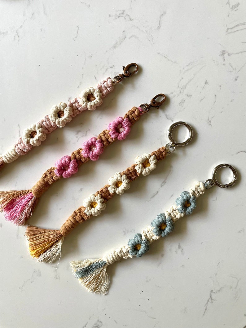 Macrame Keychain / Flower Keychain image 1