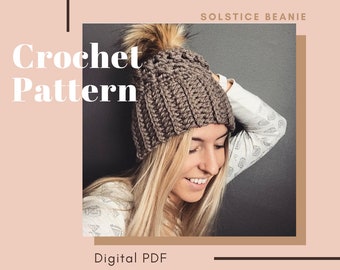 Crochet Pattern // The Solstice Beanie // Crochet Beanie // Crochet Toque // Chunky Beanie Pattern