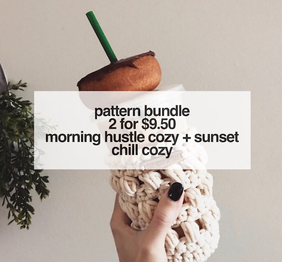 Crochet Coffee Cozy Pattern Bundle, Morning Hustle, Sunset Chill (PDF Pattern)
