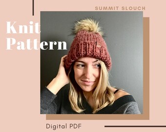 Summit Slouch Knit Pattern, Super Bulky Yarn (PDF Pattern)