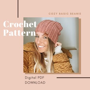 Crochet Pattern, &quot;Cozy Basic Beanie&quot;, beanie pattern