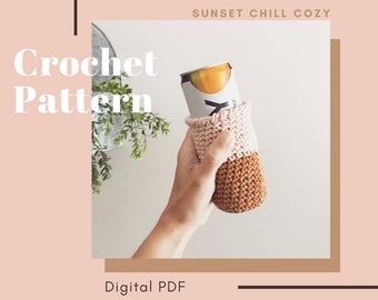 Crochet Pattern // Sunset Chill Cozy, crochet cozy pattern, skinny can cozy, can cozy, cozymoondesigns