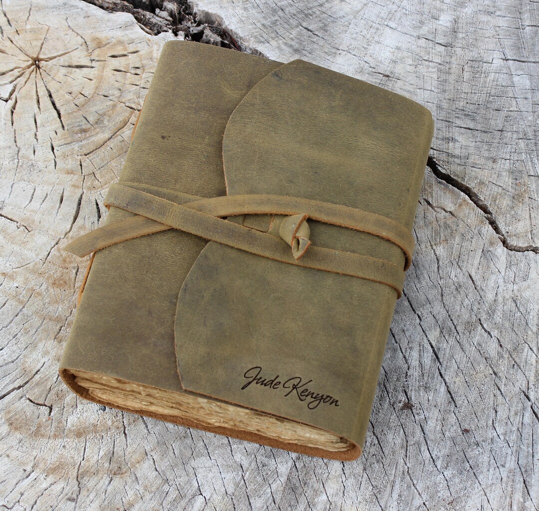 Rustic Notebooks Rustic Genuine Leather Journal With Strap, Custom Wrap Notebook ...