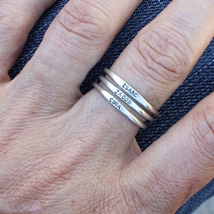 dainty name rings, minimalist mothers rings - 925 sterling silver - stackable ring set, personalized stacking rings
