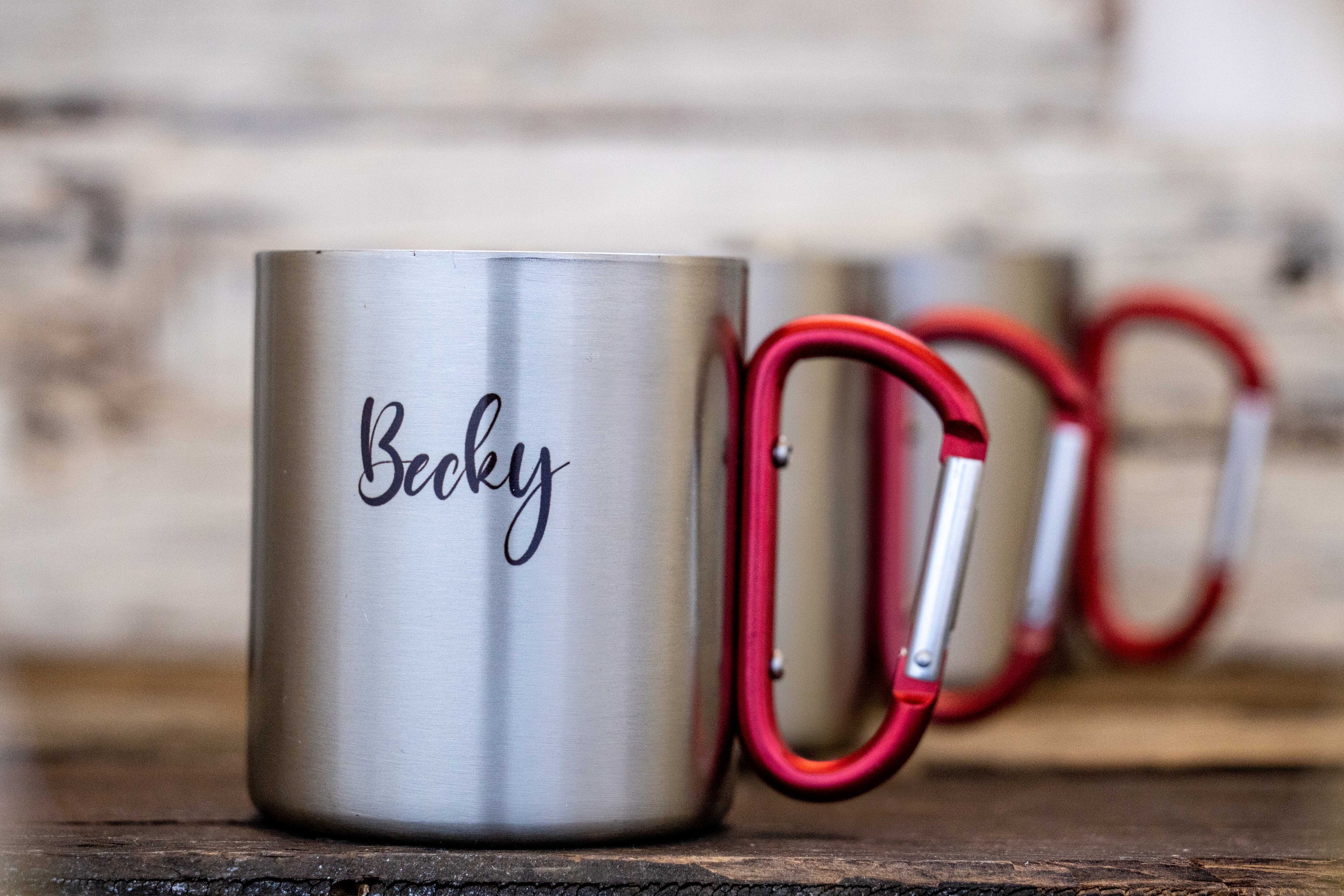 Personalized Name Mug Stainless Steel Carabiner Mug Custom Etsy