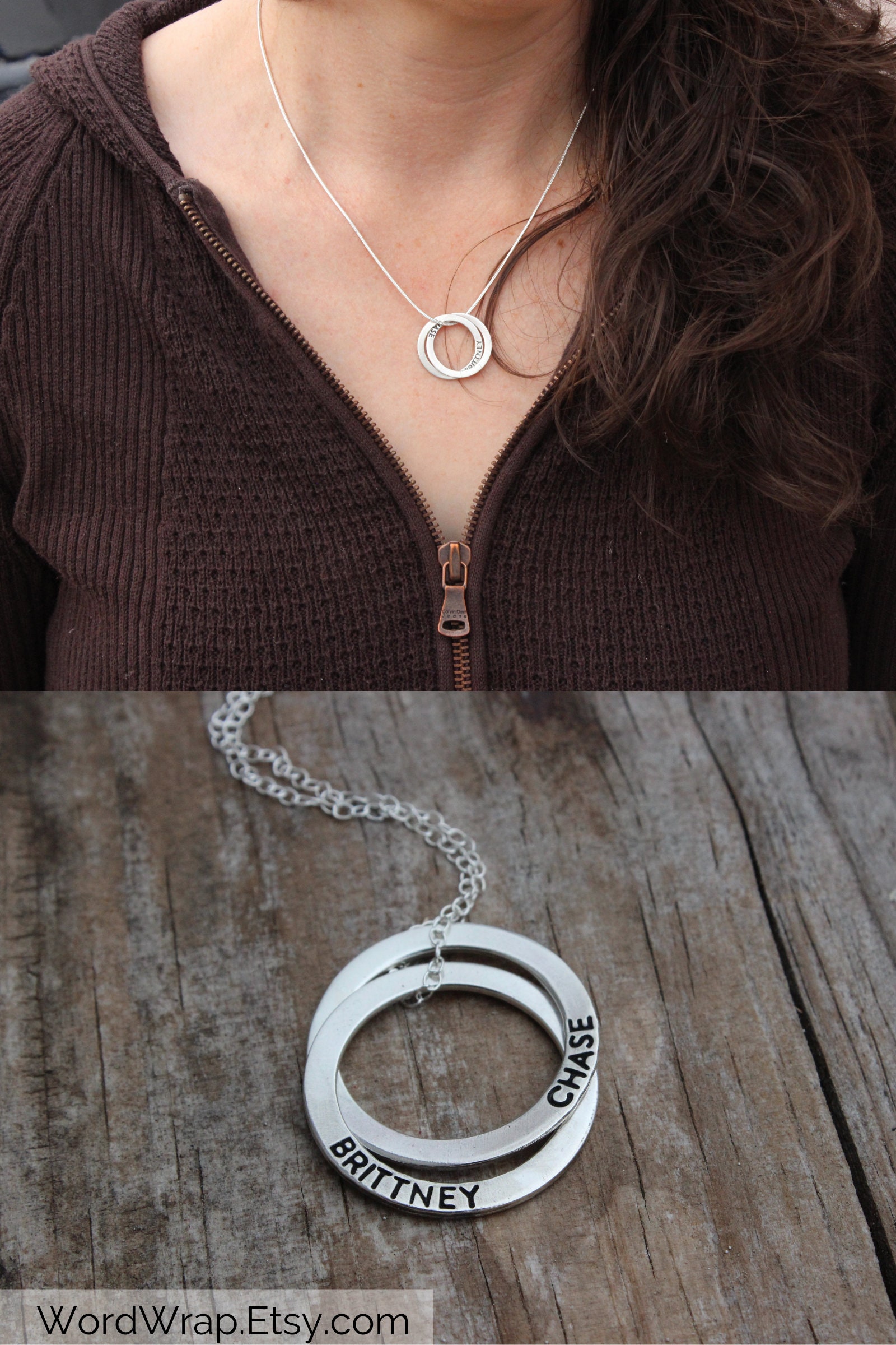 Personalized Name Russian Wedding Ring Necklace, Sterling Silver ...