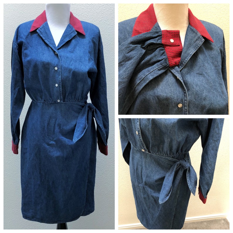 long sleeve denim wrap dress