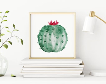 Watercolor cactus, cactus printable, watercolor printable, cactus flower, paddle cactus, baby shower, wedding shower, bridal shower