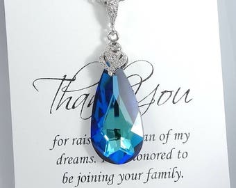 Mother in Law Gift,  Bermuda Blue Necklace, Wedding Necklace, Blue Wedding Necklace, Mother of the Groom Gift, Bermuda Blue Necklace