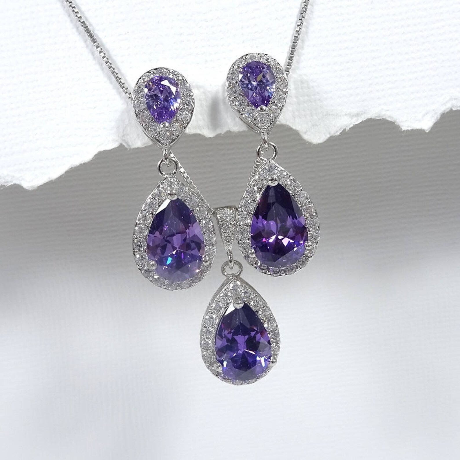 Purple Jewelry Set Violet Jewelry Set Purple Wedding Etsy