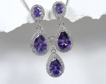 Purple Jewelry Set, Violet Jewelry Set, Purple Wedding Jewelry, Violet Bridesmaid Jewelry Set, Wedding Jewelry Set, Ultraviolet Jewelry