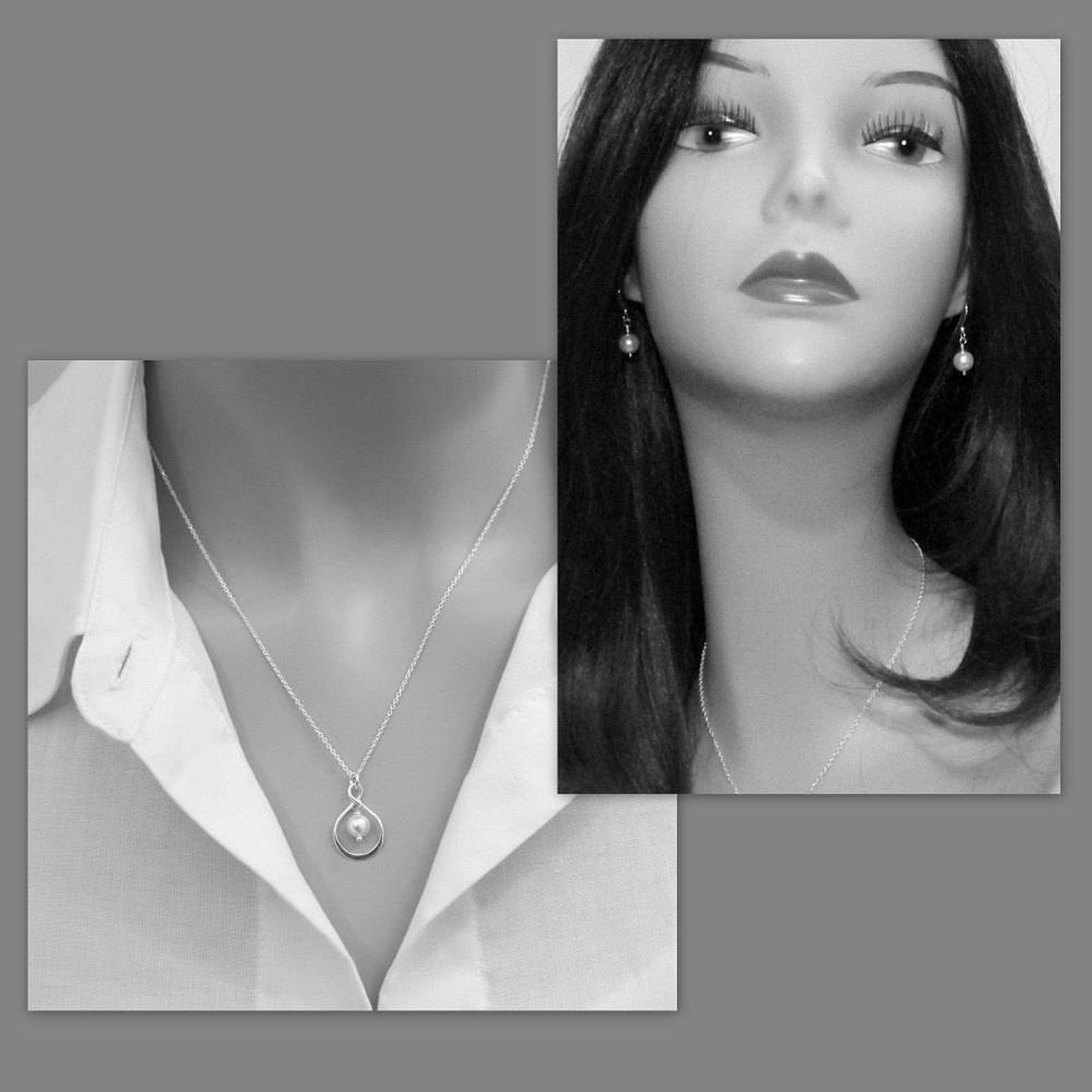 Infinity Jewelry Set Infinity Necklace Infinity Earrings Etsy