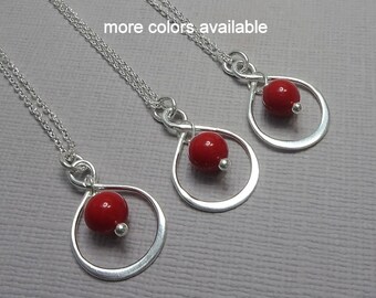 Infinity Necklace, Sterling Silver, Red Necklace, Bridesmaid Necklace, Bridesmaid Gift, Red Wedding, Bridal Shower Gift, Bridesmaid Jewelry