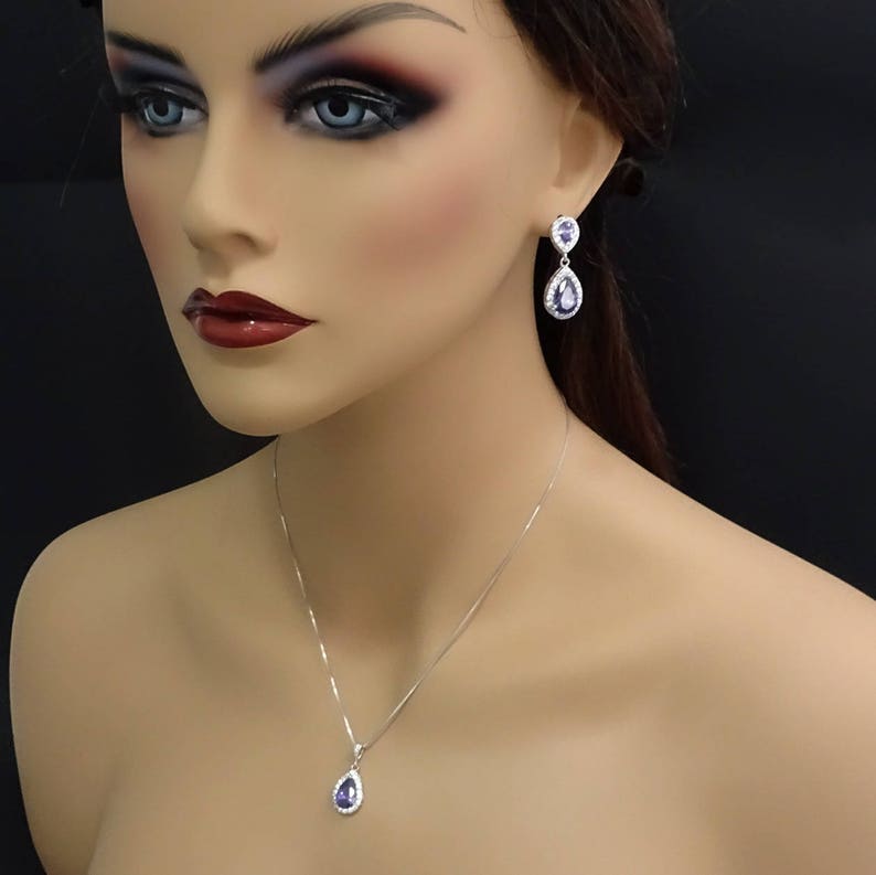 Purple Jewelry Set Violet Jewelry Set Purple Wedding Etsy