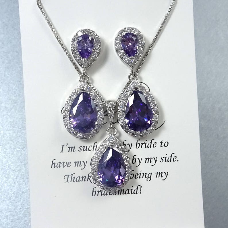 Purple Jewelry Set Violet Jewelry Set Purple Wedding Etsy