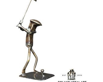 Golfer | Metal Art | Golf Figurine | Railroad Spike Art | Metal