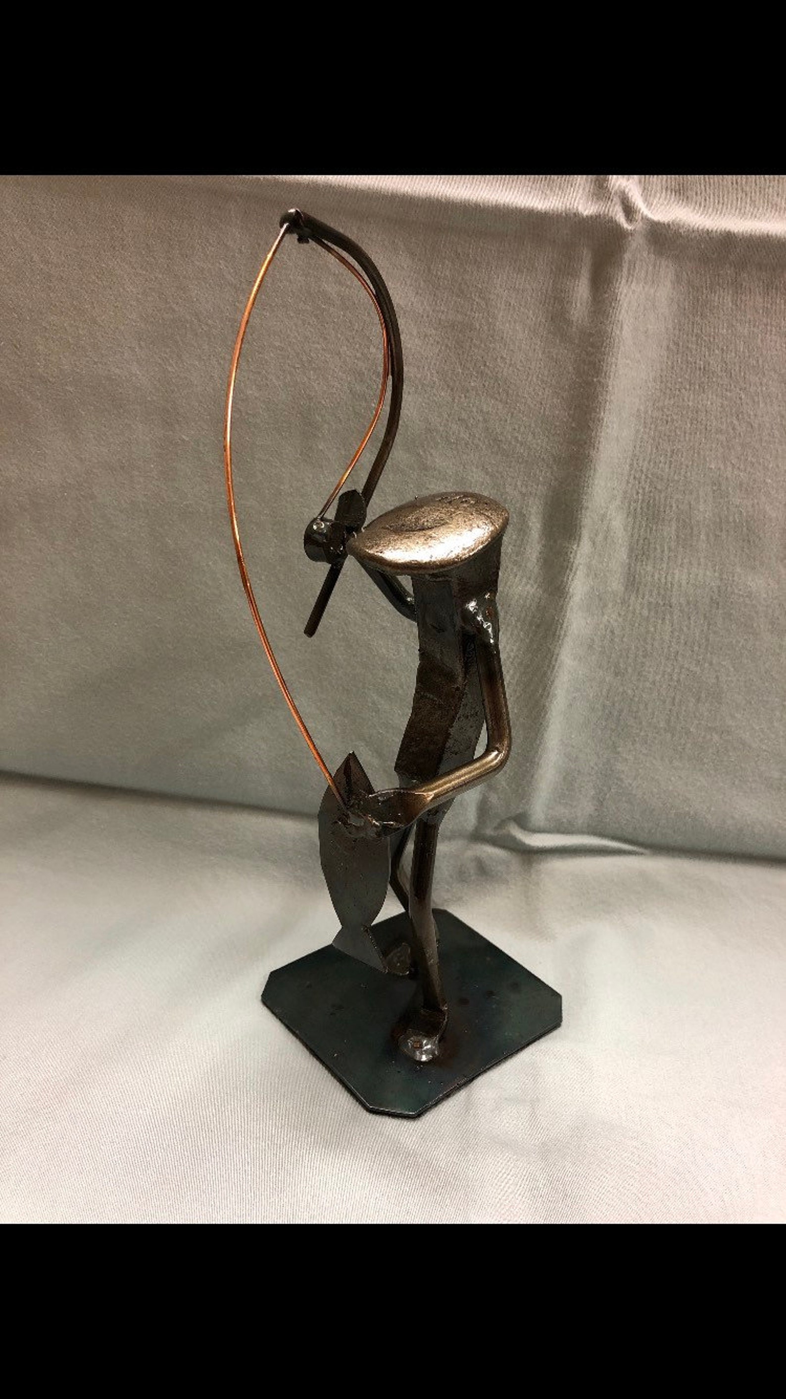 Fisherman Metal Art fisherman figurine Railroad spike Etsy