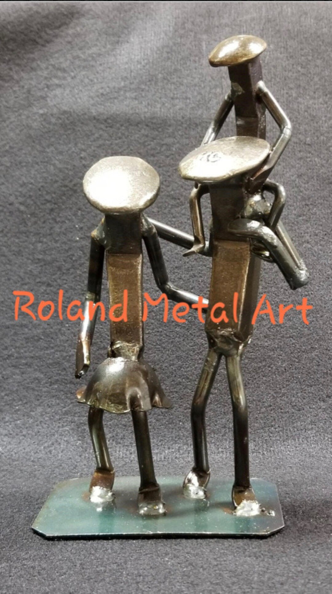 Family Metal Art Family Figurine Railroad Spike Art Metal Art Family