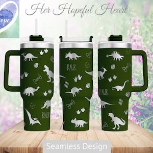 Dino Laser Engraved Tumbler Design, 40oz Tumbler Full Wrap, SVG, Laser File ONLY, Seamless Design, Tumbler Wrap for Laser Rotary