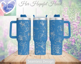 Diseño de vaso Lillies grabado a láser, vaso de 40 oz con envoltura completa, SVG, solo archivo láser, diseño sin costuras, envoltura para vaso rotatorio láser